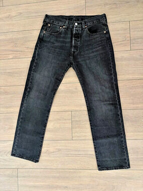 Men’s Original Levi's 501 Black Stone-wash Straight Leg Jeans Waist 32